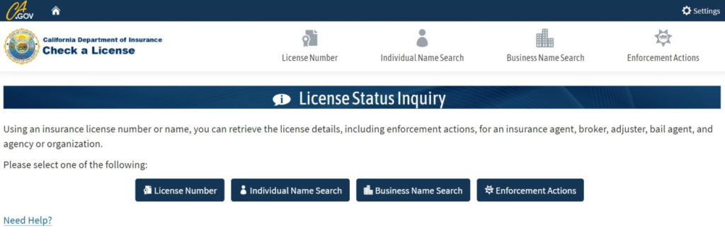 California license status inquiry