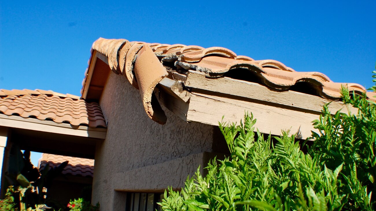 Tile damage on the corner of roof