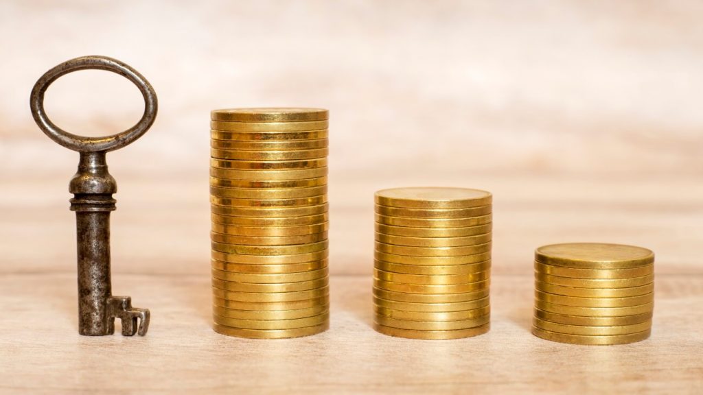 Stack of coins with fewer coins in each subsequent pile