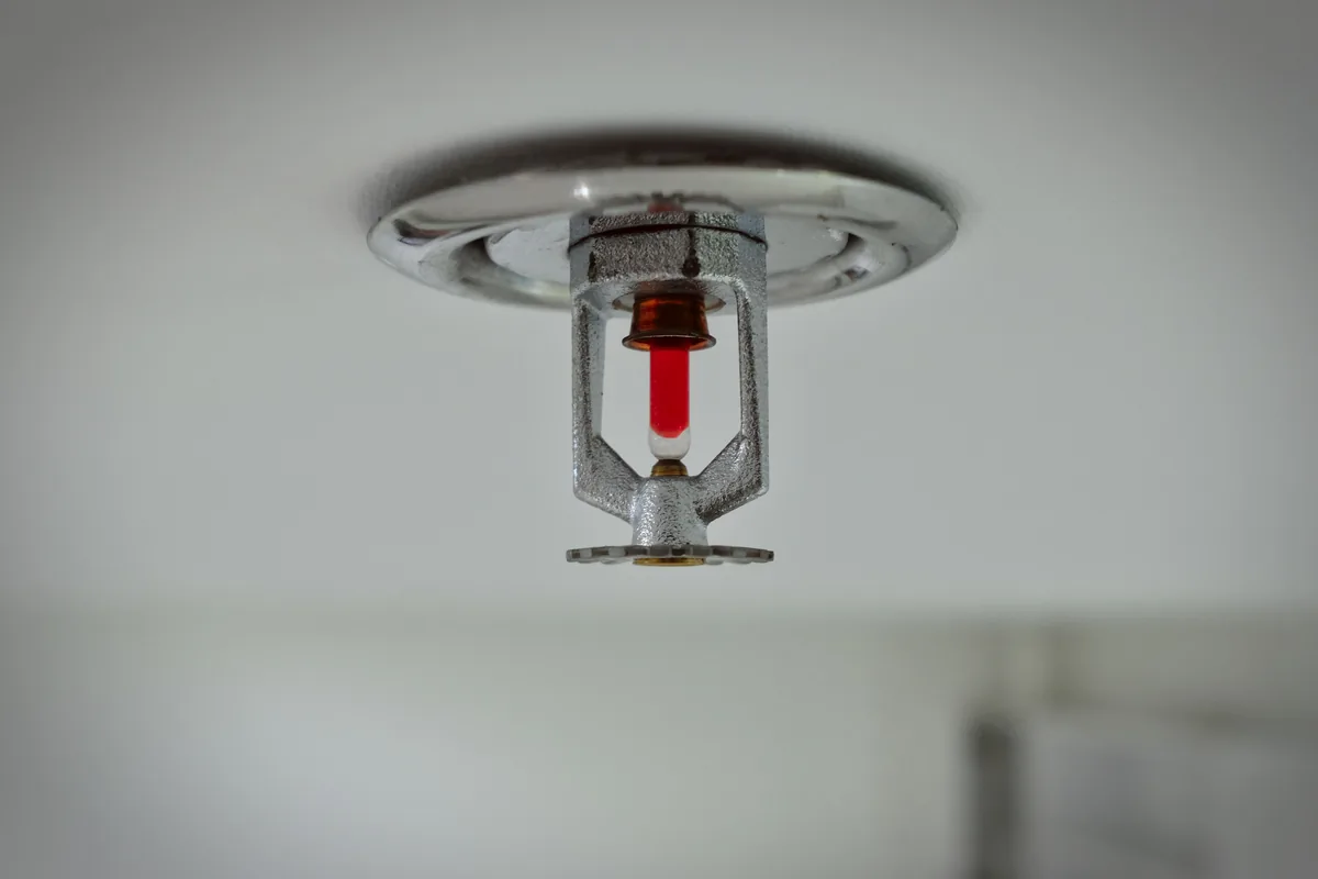ceiling fire sprinkler ready to activate